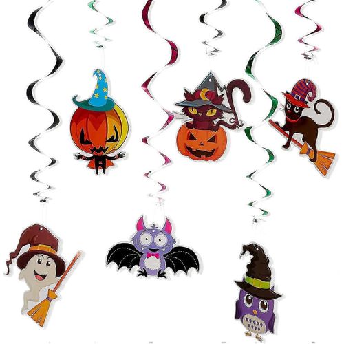 Halloween porte et fenêtre décoration papier fantôme spirale pendentif (A, Style) 36 pièces