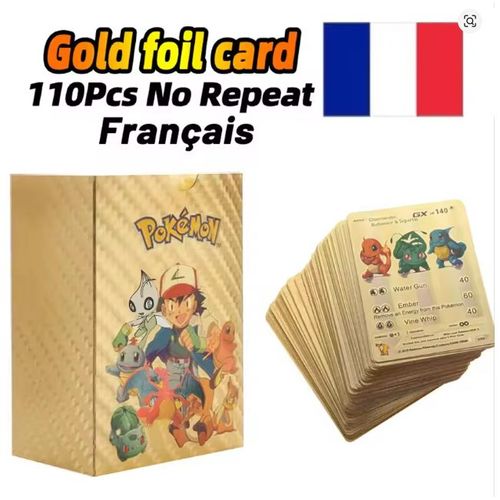 110 Pièces Pokemon Feuille D'Or Carte Vmax Gx Cartes Françaises