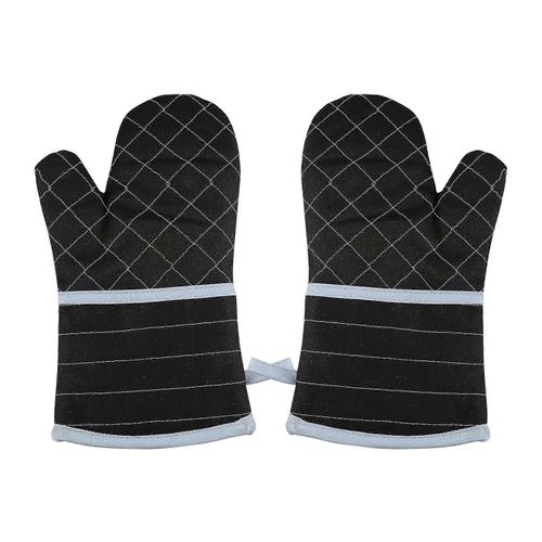1 Paire De Gants De Cuisine Étendus Isolants Thermiques 260/500f Gants De Cuisine En Tissu Éponge Épais Grilles De Doublure Rayures Horizontales Motif Pour La Cuisine Cuisine Cuisson