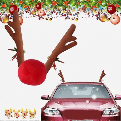 Noël Voiture Camion Costume Renne Bois Nez Kit Noël Décoration De Véhicule