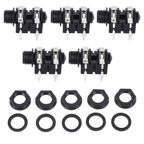 5pcs 6.35mm 4p Prise Stéréo 6.5mm Entrée 6.5mm Transmission Stable Opération Facile Pour Microphone Guitare Électrique Prise Positive