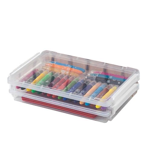 2pcs Boîte De Fichier Portable Empilable Anti-Poussière Protecteur Clair A4 Porte-Documents Pour Document Collection De Livre Photo Blanc