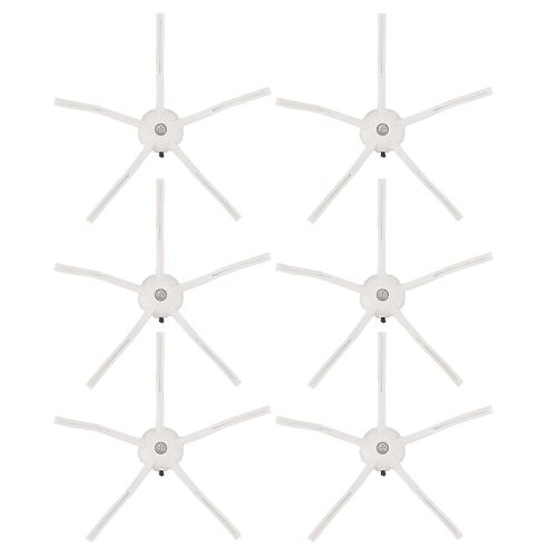 6PCS Robot Aspirateur Brosse Latérale Silicone Balayeuse Brosse Latérale Remplacement pour Xiaomi Roborock S7 Blanc