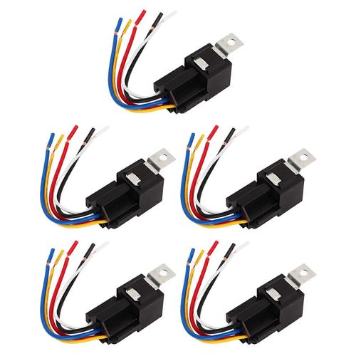 5pcs 12v 40a Relais Automobile Avec Harnais De Fil 5 Broches Jd1914 Pour Voiture Camion Van Moto Bateau