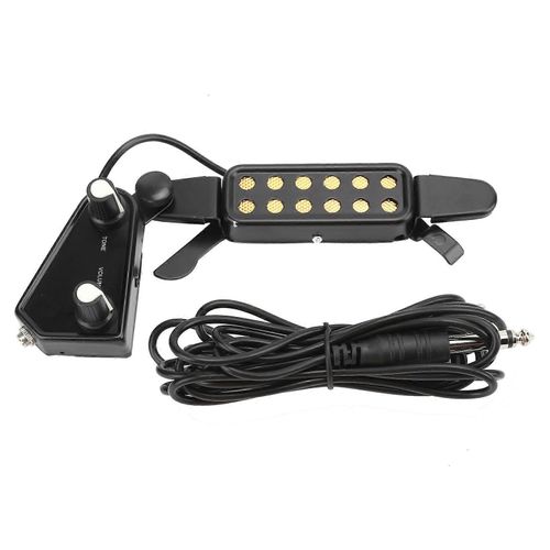 Transducteur Électrique Pour Guitare Acoustique Préamplificateur De Micro De Rosace Clipon Avec Contrôle De Volume (Noir)