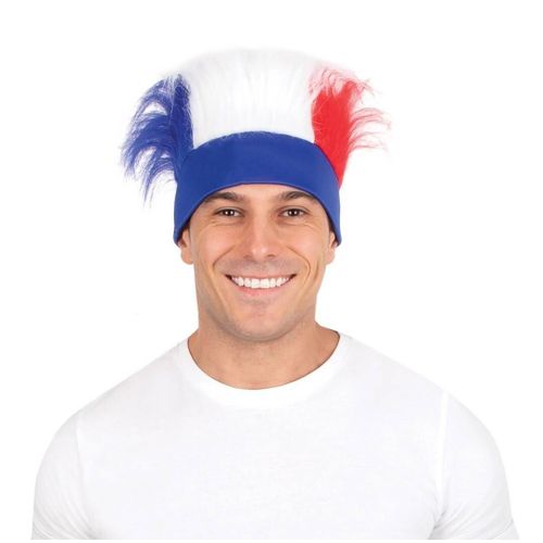 Bandeau Avec Cheveux Bleu Blanc Rouge - Parfait Pour Les Supporters Des Équipes De France - P'Tit Clown