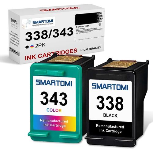 Multipack De 2 Cartouches D'Encre Compatibles Avec Modèles Hp 338 343,Pour Imprimantes Hp Deskjet 460 5740 6540 6620 6840 9800 Photosmart 2575 2610 8450 Pro B8360 Psc 1610 1613 235[Cartouche308]