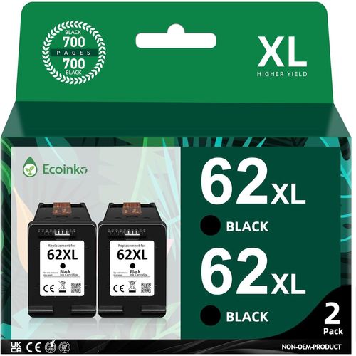 62Xl Schwarz Remanufacturées Pour Hp 62 Pour Cartouche Hp 62 Pour Hp Cartouche 62Xl, Encre 62 Pour Cartouche Hp 62 Noir Pour Hp Envy 5640 5540 7640 5644 5642 Officejet 200 250 5740[Cartouche1409]