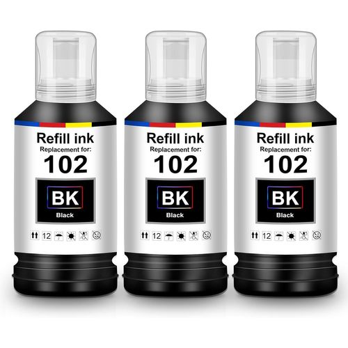 Encre 102 Et-2856 Et-3850 Et-4850 Compatible Pour Epson 102 Multipack Noir Bouteille Cartouche Compatible Pour Epson Ecotank Et-2850 Et-15000 Et-4856 Et-2851 Et-2750 Et-4750 Et-470[Cartouche2784]