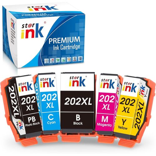 202Xl Compatible Pour Cartouche Epson 202 Xl Pour Cartouche Epson Xp 6100 Pour Expression Premium Xp6100 Xp-6000 Xp-6005,Noir, Cyan, Magenta, Jaune, Noir Photo,Pack De 5[Cartouche2867]