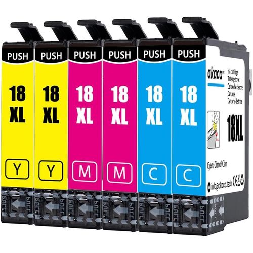 18Xl (Pack De 6) Cartouches D'Encre Compatibles Pour Epson 18 Xl, Pour Expression Home Xp-215 Xp-205 Xp-225 Xp-322 Xp-305 Xp-325 Xp-422 Xp-405 Xp-415[Cartouche3087]