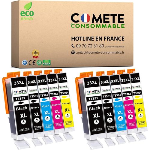 Comete, Marque Française - 33Xl - 10 Cartouches D'Encre Compatibles Avec Epson 33 Xl Orange - Pour Epson Expression Premium Xp-540 Xp-530 Xp-830 Xp-7100 Xp-900 Xp-640 Xp-630 (4 Noi[Cartouche201]
