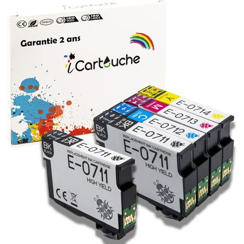 Cartouche D'Encre Compatible Pour Epson T0715 Stylus D120 Dx4050 Dx4450 Dx5050 Dx6050 Dx7400 Office Bx300F Bx600Fw Sx100 Sx110 Sx200 Sx210 Sx400 Sx415 Sx510W Sx600Fw Sx610Fw (2Bk 1[Cartouche1230]