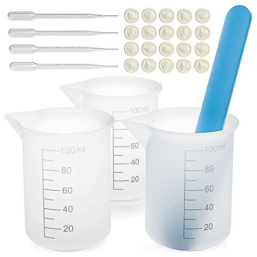 Kit De Tasses À Mesurer En Silicone Avec Bâtonnet À Mélanger En Silicone Popsicle, Pipettes, Doigtiers Pour Époxy Resi