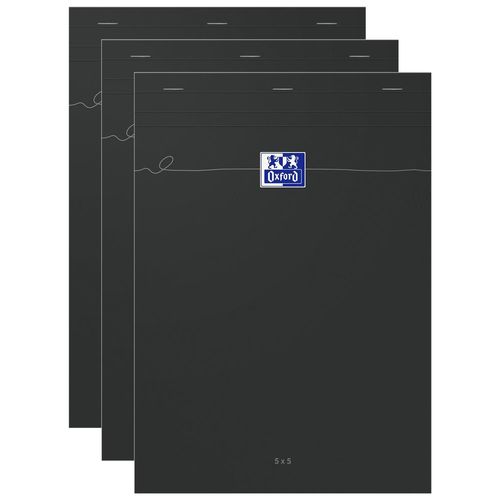 Oxford Lot De 3 Blocs Smart Agraf¿ 148x210 160p Petits Carreaux Noir