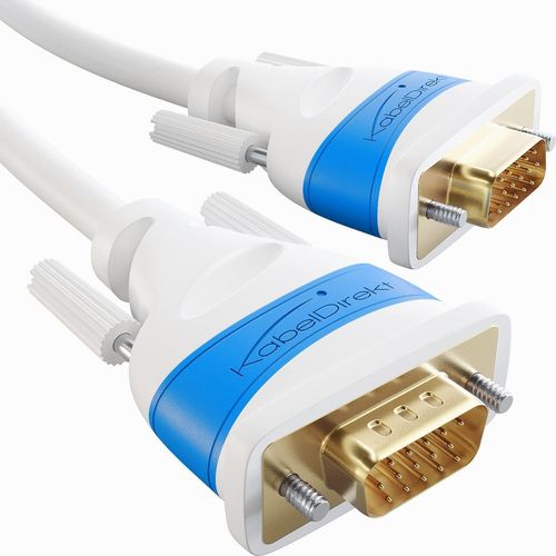 Cable Vga Vers Vga 10 M Pour Une Qualité D'Image imale Grâce À Des Conducteurs En Cuivre De Haute Pureté Blanc, Full Hd, Vga À Vga, Connecte Un Pc À Un Écr[SHU07246]