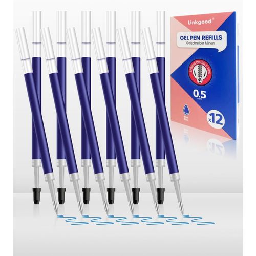Stylo Gel Bleu 0,5mm - Compatible Avec Legami Lovely Friends & Pilot G2-05 - Lot De 12 - Encre Non Effaçable