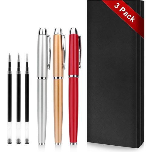 Rollerball Pen - Lot De 2 Stylos À Bille (Argent, Or, Rouge)