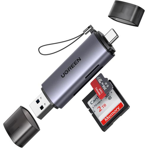 Lecteur de Carte SD USB C et A 3.0 Adaptateur de Micro en Aluminium 5 Gbps pour SD TF UHS SDXC SDHC MMC Compatible avec iPhone 16 Plus Pro Max 15 MacBook Air M4 M2 iPad Galaxy Tab S9 A9 S24