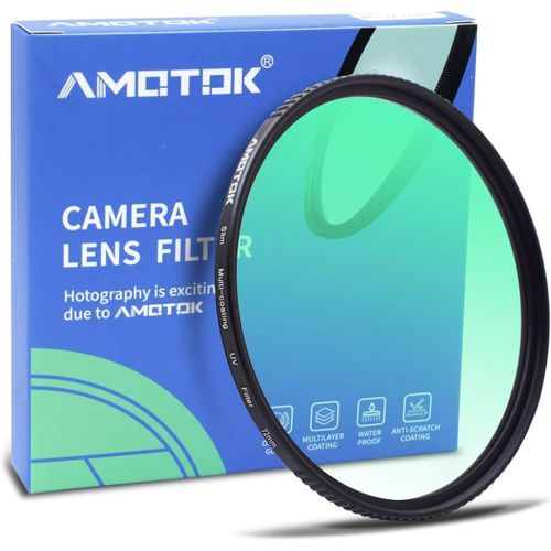 Filtre UV ultra fin de 72 mm, 16 filtres UV HD/imperméable/résistant aux rayures avec verre optique + cadre en alliage d'aluminium pour tout objectif d'appareil photo de 72 mm (72 mm)