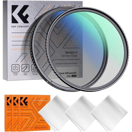 72mm Filtre Black-Mist et Polarisant et 3 Chiffons Verre Optique Aluminium Multicouche Étanche Anti-Rayures