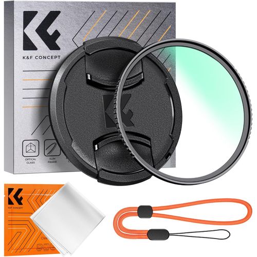 Filtre UV 72mm Filtre de Protection + Bouchon d'Objectif + Chiffons de Nettoyage en Microfibre + Élastique Multi-Couches pour Appareil Photo-K Série