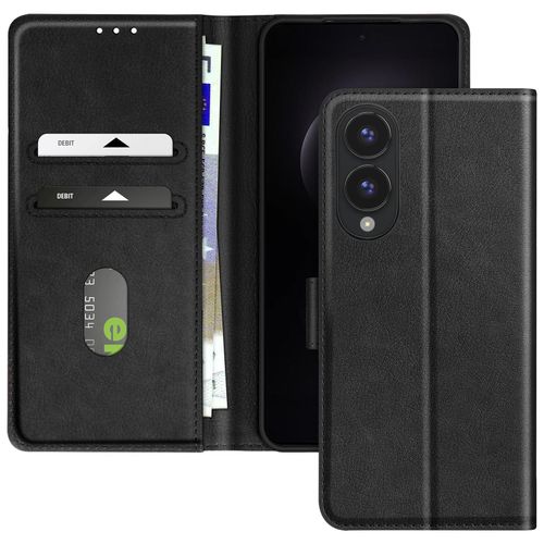 Étui Pour Samsung Galaxy S25 Edge Clapet Portefeuille Et Support Vidéo Noir