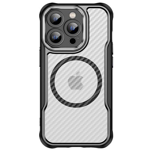 Coque Pour Iphone 15 Pro Magsafe Dos Carbone Antichoc Renforcé Noir