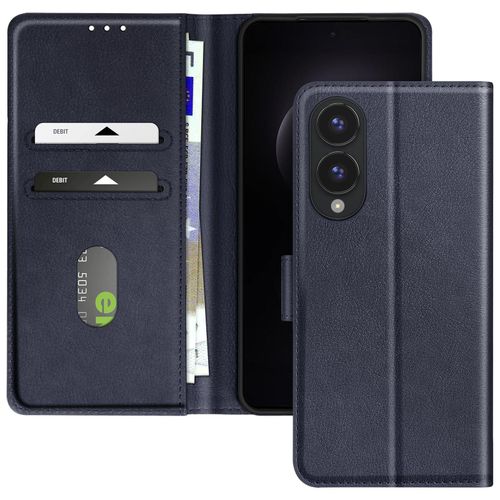 Étui Pour Samsung Galaxy S25 Edge Clapet Portefeuille Et Support Vidéo Bleu Nuit