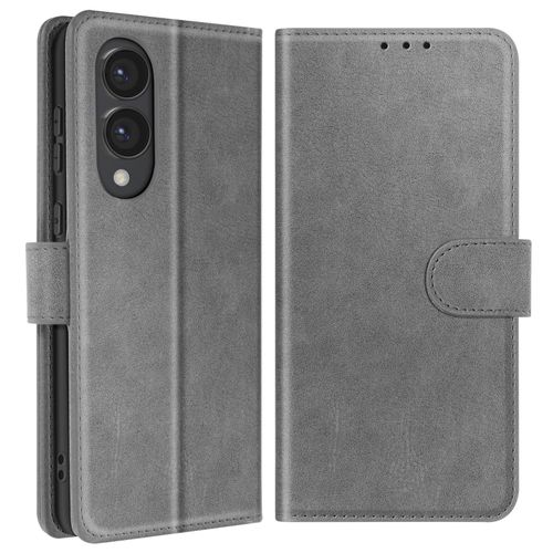 Étui Pour Samsung Galaxy S25 Edge Clapet Portefeuille Et Support Vidéo Gris