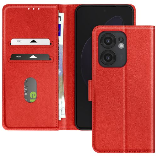 Étui Pour Oppo Reno 13 F / 13 Fs Clapet Portefeuille Et Support Vidéo Rouge