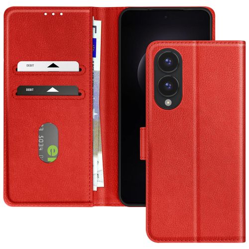 Étui Pour Samsung Galaxy S25 Edge Clapet Portefeuille Et Support Vidéo Rouge