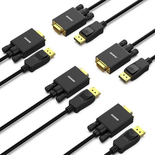 Câble Displayport Vers Vga, 5 Paquet Adaptateur Mâle Vers Mâle, Plaqué Or, Pour Lenovo, Dell, , Asus Et Autres Marques, 1,8 M[SHU06245]