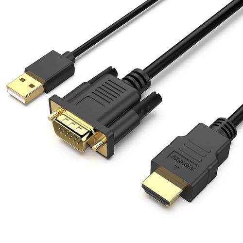 Câble Vga Vers Hdmi, 1.8M 1080P De L'Ordinateur/Ordinateur Portable Vga Vers Le Moniteur/Téléviseur Hdmi Avec Prise En Charge Audio (Non Bidirectionnel)[Cable08260]