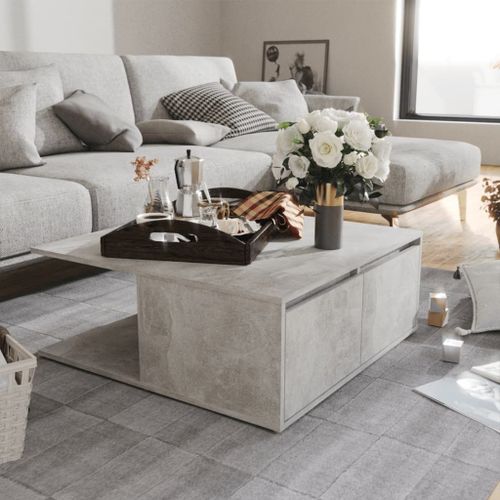 Vidaxl Table Basse Gris Béton 80x80x31 Cm Aggloméré