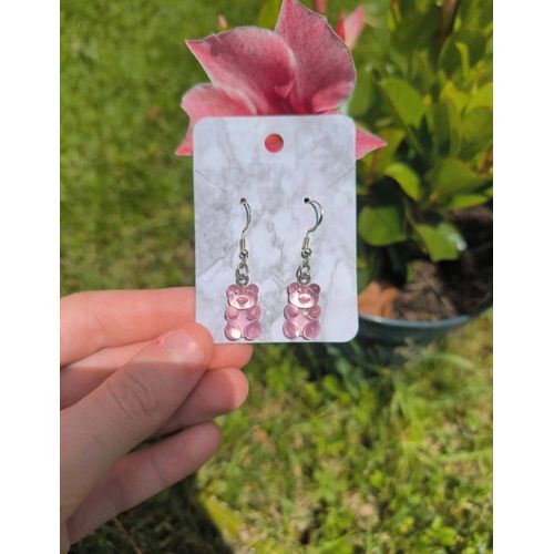 Boucles D'Oreilles Ours Rose