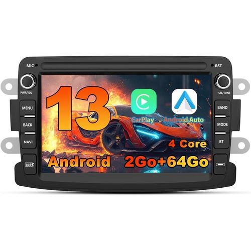 MONDODIGITALE-Autoradio Android 13[2Go+64Go] Pour Renault Dacia Duster Sandero Captur Lodgy Symbol Logan Dokker Avec Carplay Android Auto 7 Pouces Écran Gps/Bluetooth/Commande Au Volant/Aide Au Parki