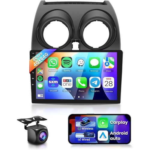 MONDODIGITALE-8 Core 4G+64G Autoradio Android 15 Pour Nissan Qashqai J10 2006-2016, 9 Pouce Ips Hd Écran Tactile Ips Avec Carplay Android Auto Sans Fil Gps Dsp Wi-Fi Bluetooth Fm Rds Radio 2Usb Camér