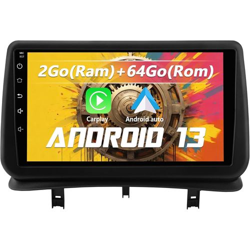 Mondodigitale-Autoradio Carplay Bluetooth Pour Renault Clio ¿ 2005-2014 Écran Tactile Hd De 9 Pouces Support Carplay Et Android Auto Commande Au Volant Mirrorlink Wifi Dsp Fm Rds Gps[2go+64go]