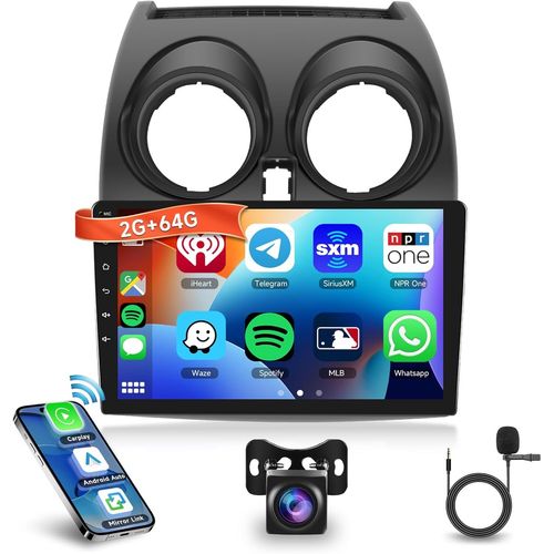Mondodigitale-2g+64g Autoradio Android 15 Pour Nissan Qashqai J10 2006-2016 Avec Carplay Sans Fil Android Auto, Écran Tactile 9 Pouces Hd 2.5d Auto Radio Avec Gps Wi-Fi Bluetooth Fm Rds Radio 2usb Ca