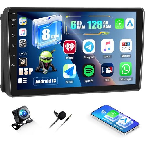 MONDODIGITALE-6+128G 8-Coeur Autoradio 9"" Pour Ford Fiesta Focus Transit Connect Kuga Mondeo Smax Avec Caméra De Recul, Android 13 Sans Fil Carplay Android Auto Hd Radio Avec Bluetooth Gps Wifi Fm/Rd