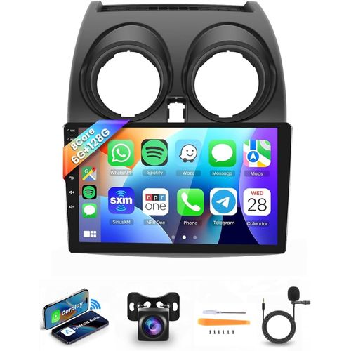 MONDODIGITALE-8 Core 6G+128G Autoradio Android 15 Pour Nissan Qashqai J10 2006-2016, 9 Pouce Ips Hd Écran Tactile Ips Avec Carplay Android Auto Sans Fil Gps Dsp Wi-Fi Bluetooth Fm Rds Radio 2Usb Camé