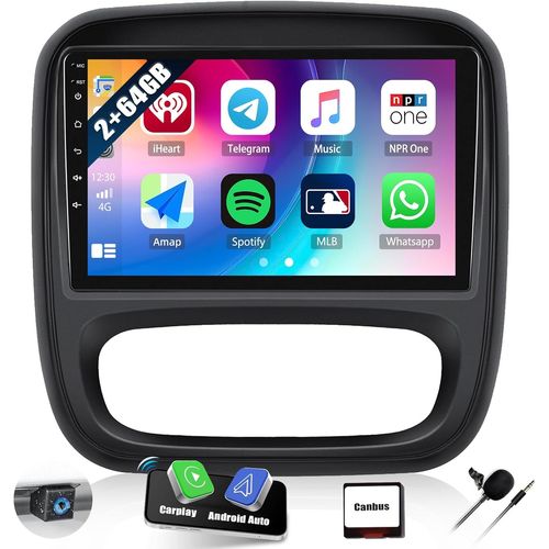 MONDODIGITALE-[2G+64G] Autoradio Android 13 Pour Renault Trafic/Opel Vauxhall Vivaro 2014-2019 Avec Carplay Android Auto, Écran Tactile 9"" Avec Gps Wifi Fm/Rds Bluetooth Mirror Link+Caméra De Recul &
