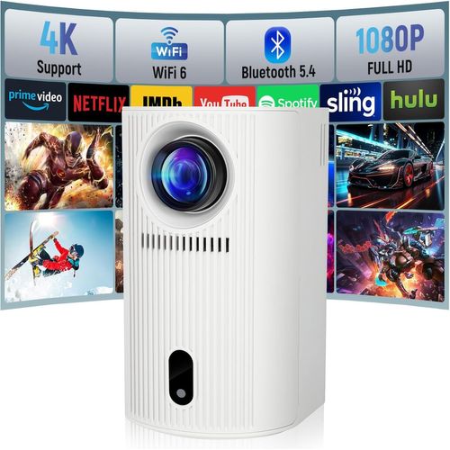 MONDODIGITALE-2025 Upgrade Vidéoprojecteur 4K Certifié Netflix/Dolby,Mini Projecteur Portable 1080P Fhd Natif Avec Wifi 6/Bt5.4,Design Fermé Monobloc, Auto-Correction Verticale, Hdmi/Usb/Ps5/Android