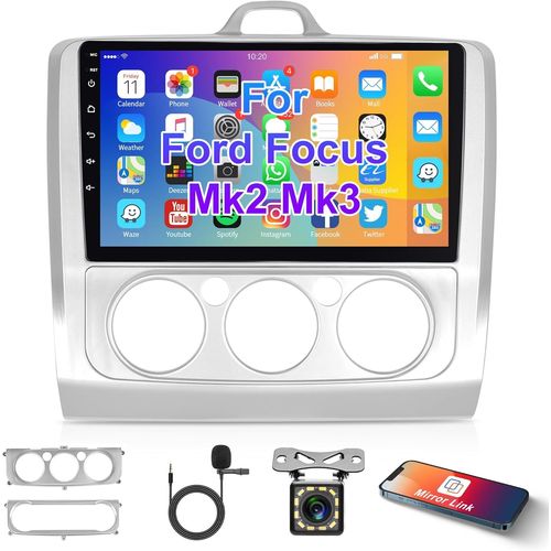 Mondodigitale-9 Pouces Android Autoradio 2 Din Pour Ford Focus Exi Mt 2 3 Mk2/Mk3 2004-2011 Bluetooth Écran Tactile Autoradio Avec Gps Navi Wifi Mirror Link Fm/Usb/Swc Support Obd2/Dab+/Dvr + Caméra