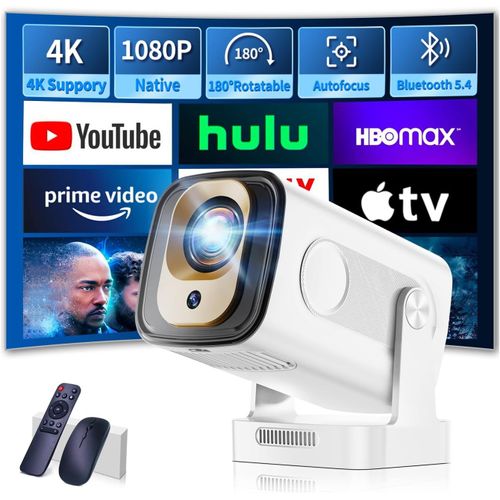 MONDODIGITALE-[App Intégrée] Vidéoprojecteur 2025 Upgraded Videoprojecteur 1080P Fhd 4K, Mini Projecteur Portable Dual Contrôle Avec Android 180° Rotation,Projecteur Wifi 6, Bt5.2,Pc/Usb/Tv Avec Hdmi