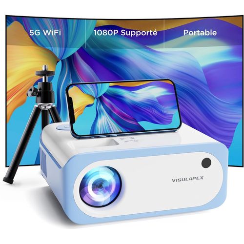 MONDODIGITALE-Mini Projecteur Portable Avec Trépied, V3 5G Wifi Vidéoprojecteur 9000Lm, 1080P Full Hd Supportée, Rétroprojecteur Pour Home Cinéma, Compatible Avec Smartphone Hdmi Usb Firestick