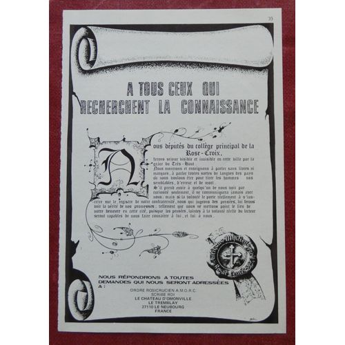Publicité Vintage Années 70 Rose-Croix 13 X 18,5 Cm