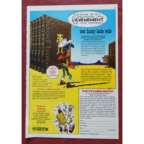 Publicité Vintage Années 70 Lucky Luke 13 X 18,5 Cm