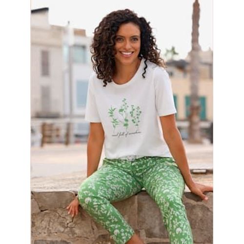 T-Shirt À Manches Courtes Pur Coton - - Écru-Pomme Imprimé